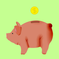 Piggy bank with coin vector illustration.The concept of banking or business services.