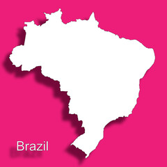 brazil map country white pink background  