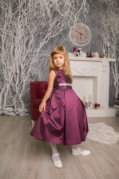 Little girl princess in beautiful holiday dress