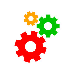 circle cog gear colorful for mechanization icon isolated on white, gear symbol for button icon for progress web, simple circle cog shape for engineering mechanism, machinery industrial technology sign