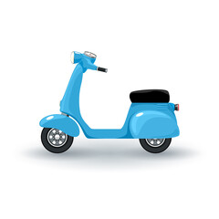 Obraz premium Blue vintage scooter isolated on white background, vector illustration