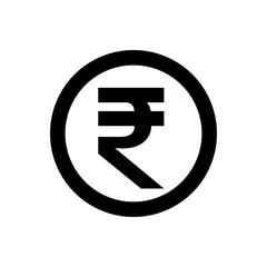 rupee currency coin black for icon isolated on white, rupee money for app symbol, simple flat rupee money, currency digital rupee coin for financial concept