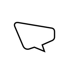 speech balloon trapezoid shape isolated on white, speech bubble sign of communication symbol, black and white speech bubble for talk text,  balloon message icon, dialog chatting graphic for icon talk