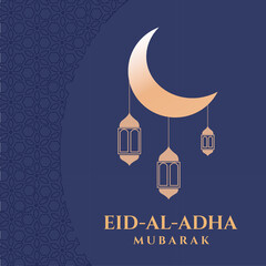 Eid Mubarak , template Islamic ornate greeting card vector. with golden luxurious crescent. background template
