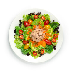 Avocado Salad Served Tuna sprinkle ebiko, sesame and vegetables Healthy food or diet