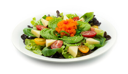 Avocado Salad with Ebiko and Seaweed, sesame and vegetables Healthy food or diet