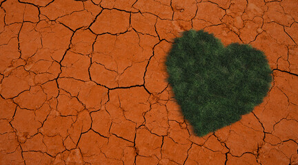 Green heart on dead soil