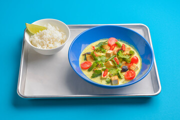 Colorful Asian meat and vegetable dish. Sweet and sour pork and mixed vegetable delicacy. Tasty dinner.