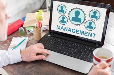 Management concept on a laptop screen