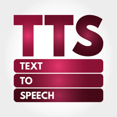 TTS - Text to Speech acronym, technology concept background