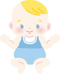 笑顔の金髪白人の赤ちゃん　正面　ベビー全身イラスト34