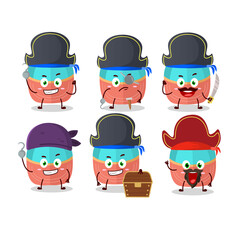 Cartoon character of hat with various pirates emoticons