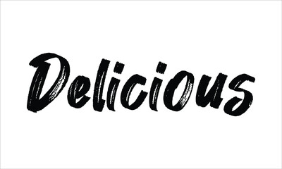 Delicious Brush Typography Hand drawn writing Black Text on White Background  