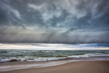 Shelf cloud over the Baltic sea, storm coming