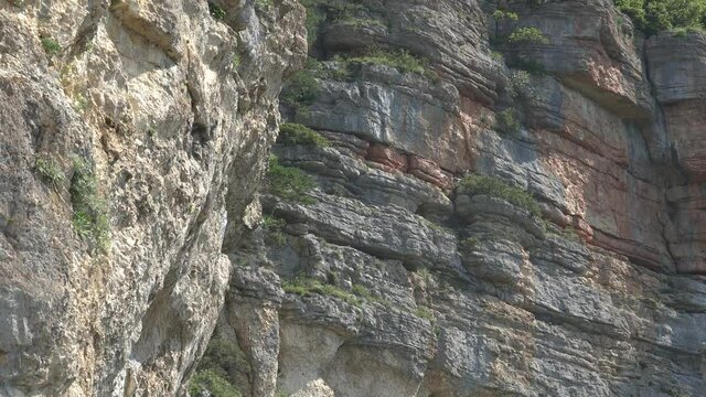 huge vertical cliffs on a high mountain. Climber paradise. amazing view