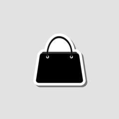 Woman bag sticker icon isolated on gray background