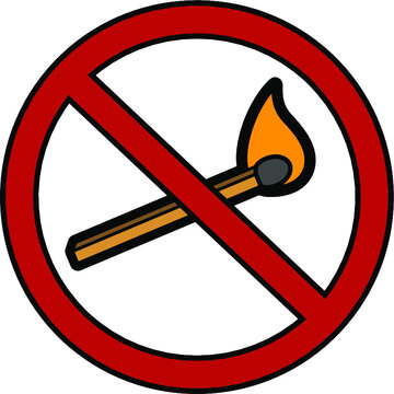 no naked flames/ matches sign