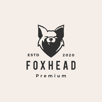 fox head hipster vintage logo vector icon illustration