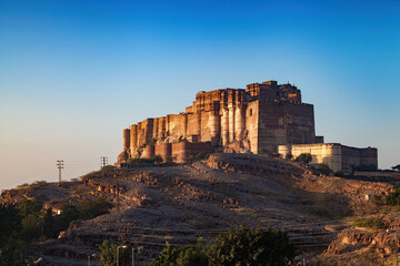 Fototapeta na wymiar Magnificent Mehrangarh Fort - Jodhpur is a popular tourist place