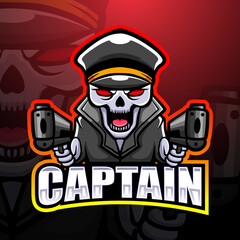 Captain skull mascot esport logo design