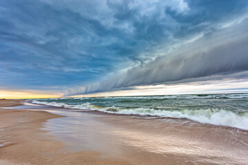 Shelf cloud over the Baltic sea, storm coming
