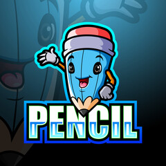 Cartoon pencil mascot logo design