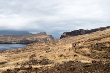 The magnificent dramatic landscape with the red desert dunes on the Ponta de São Lourenço (Saint Lourence cape) on Madeira island