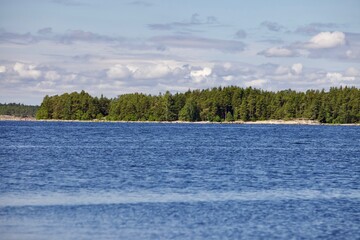 Calm blue sea of the gulf of Finland in summer 