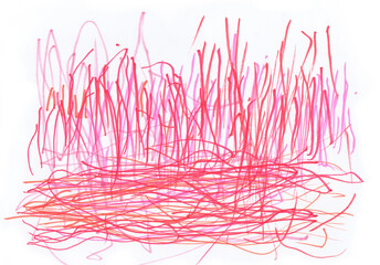 a background of horizontal and vertical lines with red hues is drawn using colored markers