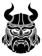 Viking warrior or gladiator wearing a helmet with horns