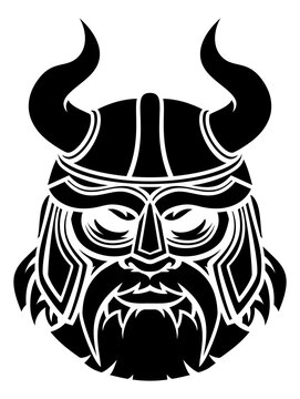 Viking warrior or gladiator wearing a helmet with horns