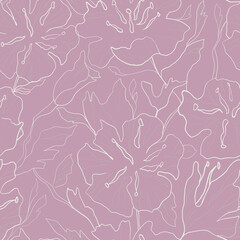 Beautiful seamless floral pattern on a soft purple background.Fabric , textile design.