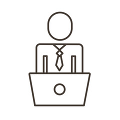 businessman figure working in laptop line style icon