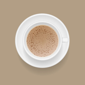 Vector illustration. A cup of coffee. Top view.