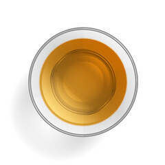 Vector illustration. A glass with alcohol. Top view. Drink in a glass. View from above.
