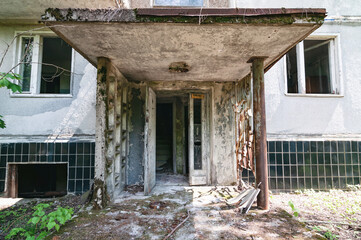 Flats Building in Prypiat, Chernobyl exclusion Zone. Chernobyl Nuclear Power Plant Zone of...