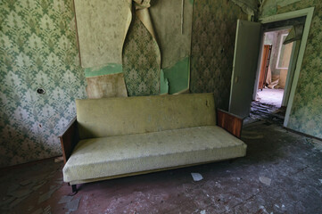 Flats Building in Prypiat, Chernobyl exclusion Zone. Chernobyl Nuclear Power Plant Zone of...