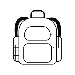 School bag icon in black. Back to school concept. Essentials for elementary grade.