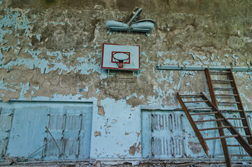 School classroom in Prypiat, Chernobyl exclusion Zone. Chernobyl Nuclear Power Plant Zone of...