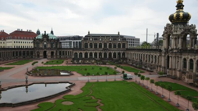 Zwinger Palace terrace in morning. Time lapse video