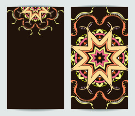 Business card design with floral mandala pattern. Vector pattern