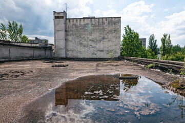 Building in Prypiat, Chernobyl exclusion Zone. Chernobyl Nuclear Power Plant Zone of Alienation in...