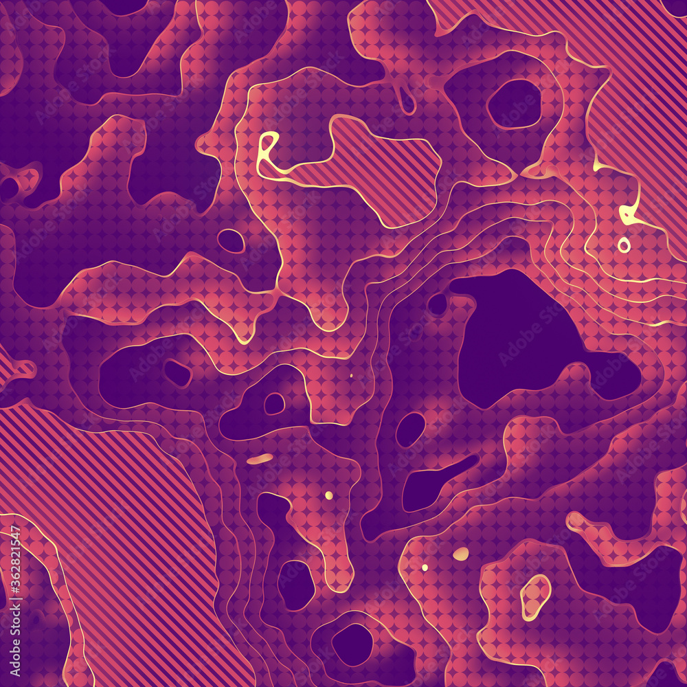 Aufkleber 3d rendering abstract colorful background topography levels colored wavy surface