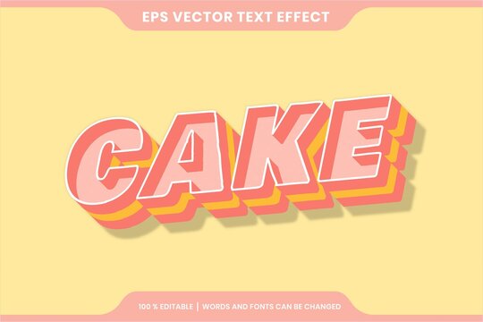 Text effect in 3d gradient pastel color Cake words text effect theme editable retro concept