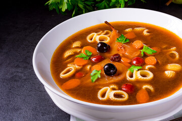 Czerninaa with noodles is a traditional Polish soup