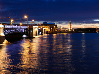 Fototapeta na wymiar beautiful view of the river and bridge in the European city during the white nights