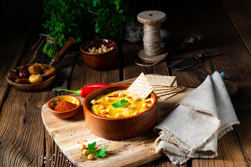 Delicious hummus paste with lemon and chilli