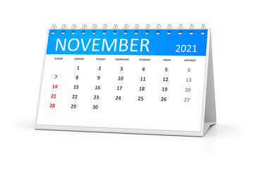 table calendar 2021 november