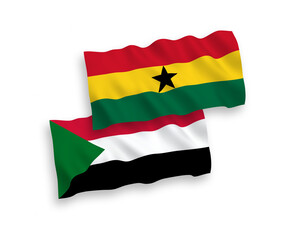Flags of Sudan and Ghana on a white background