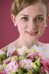 Woman with a bouquet of flowers